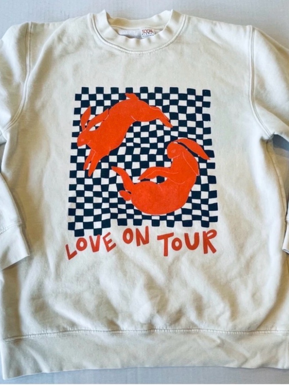 Original Harry Styles Love On Tour Bunny Checkerboard Women's Sweatshirt Small